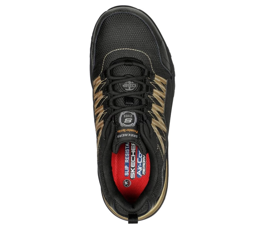 SKECHERS Women's Fannter - Lizal Comp Toe Work Shoes in Black & Rose Gold