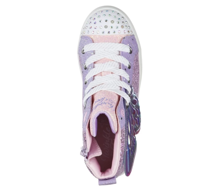 SKECHERS Kids Twinkle Toes Twi-Lites 2.0 Butterfly Wishes Light-Up Sneakers in Lavender & Multi Colors
