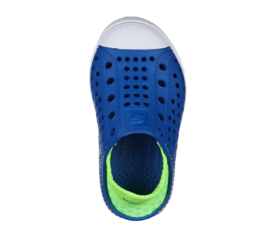 SKECHERS Kids Foamies Guzman Steps Sneakers in Blue & Lime - Aqua Surge Water-Friendly Shoes