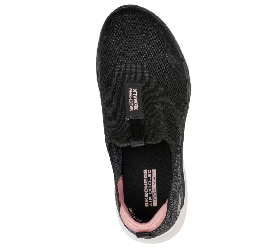 SKECHERS Women's Gowalk 6 Glimmering Walking Shoes - Black & Pink Comfortable Sneakers