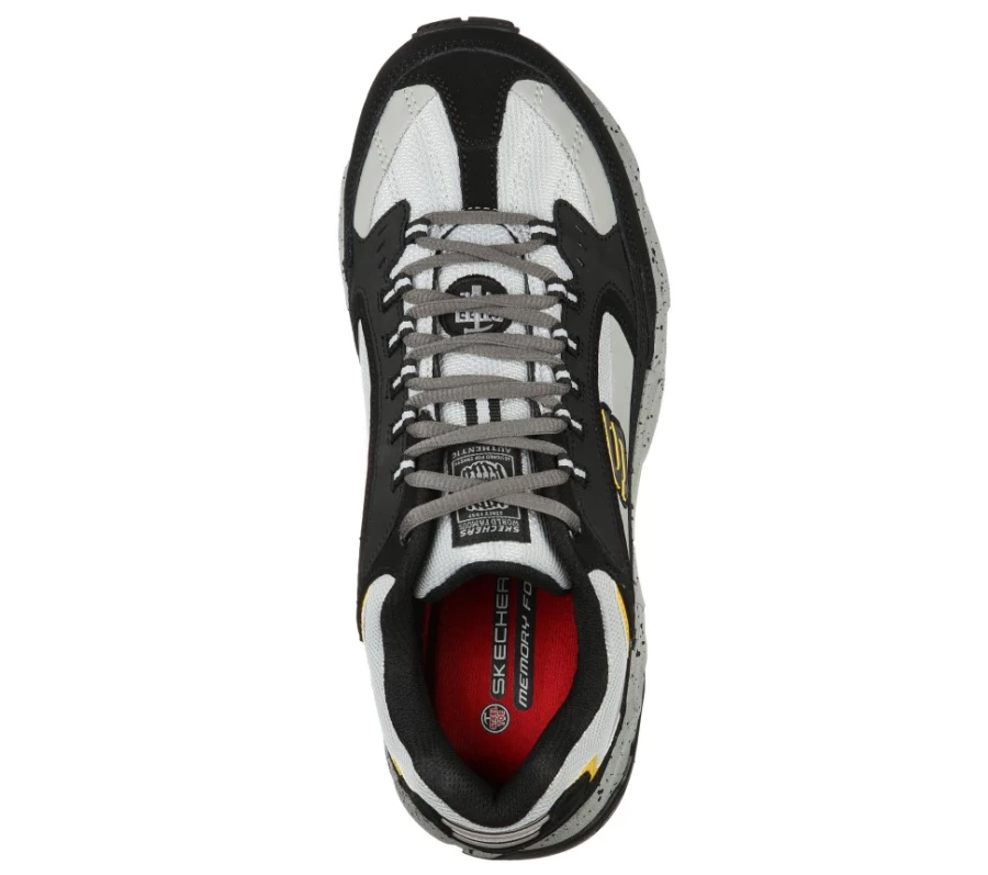SKECHERS Men's Work Shoes Stamina St - Black & Gray Slip Resistant Comfort Sneakers