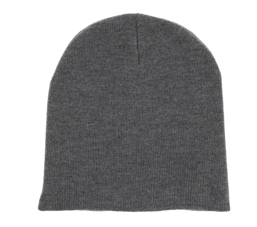 SKECHERS Men's Gray Merino Wool Beanie Hat for Winter Warmth
