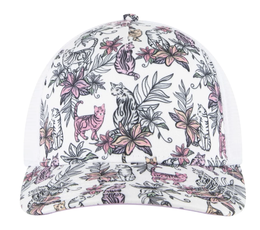 SKECHERS Women's Pink Tropical Kitty Trucker Hat - Stylish & Comfortable Cap
