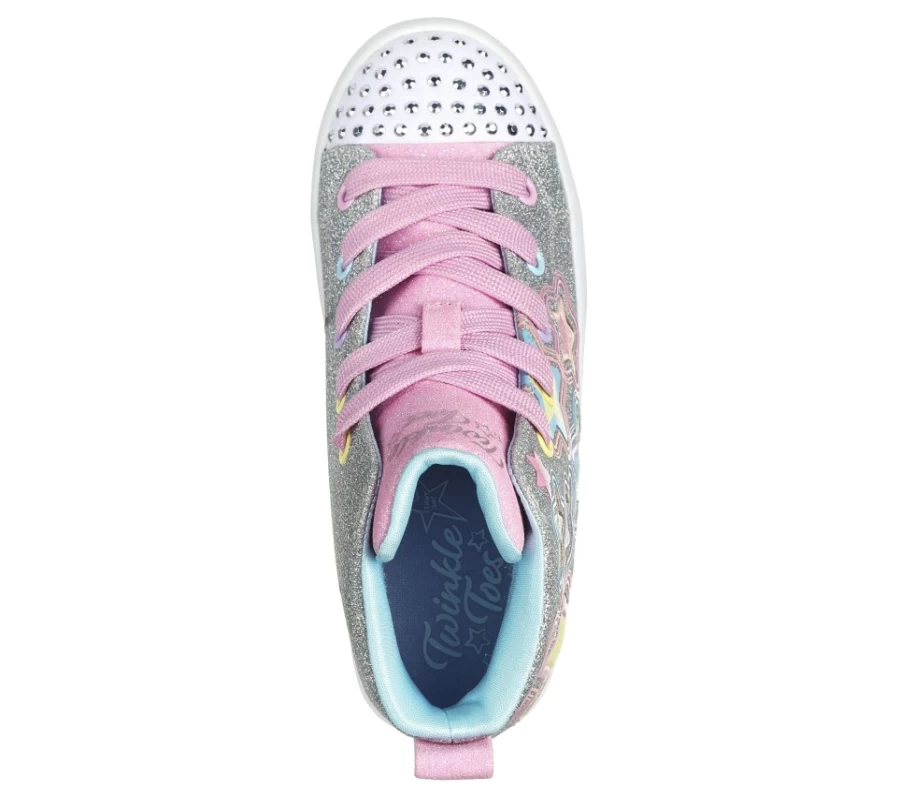 SKECHERS Kids Twi-Lites 2.0 Star Gloss Sneakers in Silver/Multi Color