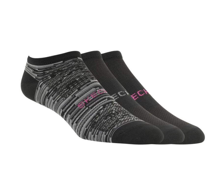 SKECHERS Women's Black No Show Microfiber Socks 3-Pack - Invisible Low Cut Liner Socks for Comfort & Breathability