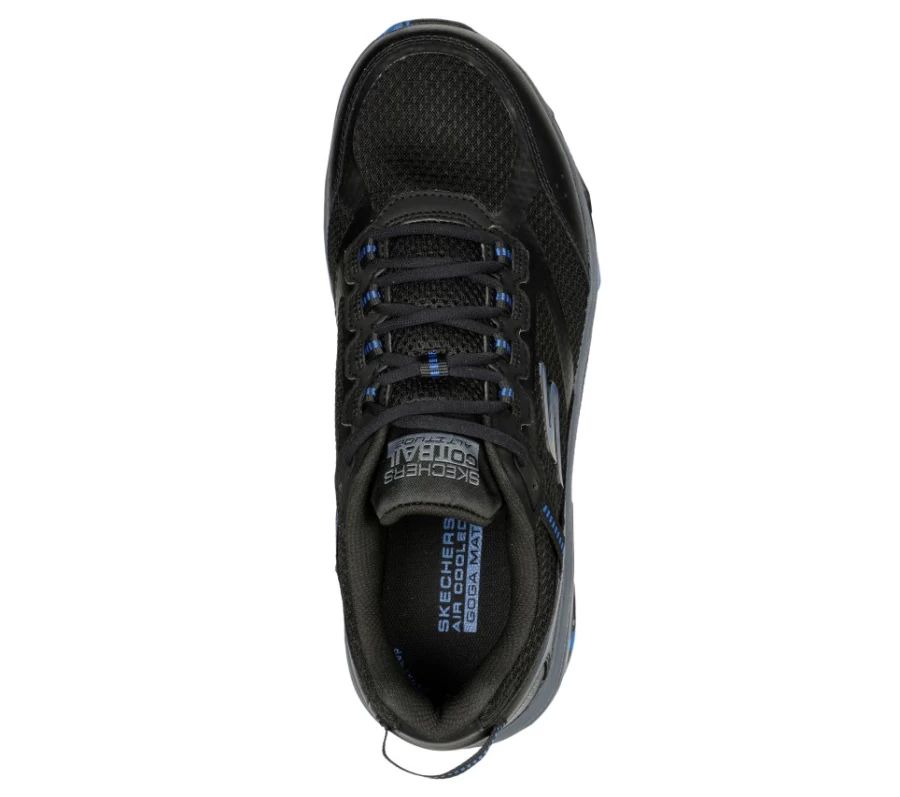 SKECHERS Men's Go Run Trail Altitude Running Shoes - Black & Blue, Marble Rock Design