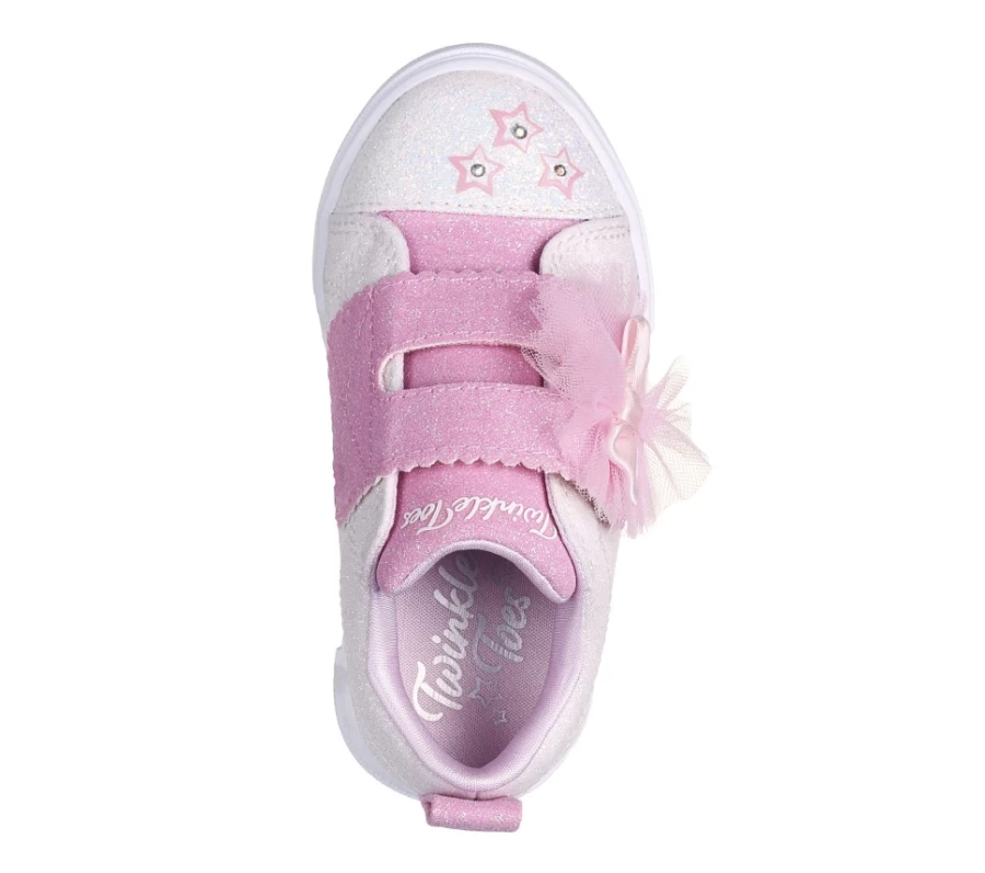 SKECHERS Kids Twinkle Sparks - Glitter Gems Sneakers in White & Pink for Girls