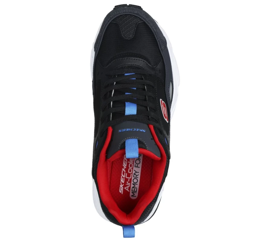 SKECHERS Men's Black & Multi Stamina Cutting Ties Athletic Shoes
