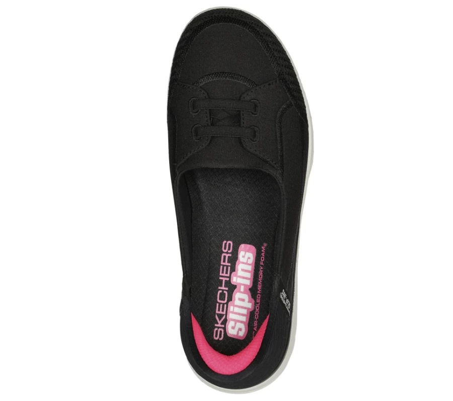 SKECHERS Women's Slip-On Sneakers - Black & White On-The-Go Flex Comfort Walking Shoes