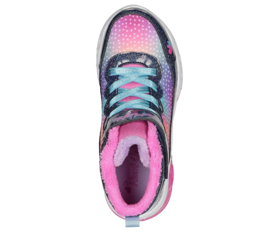 SKECHERS Kids' Flutter Heart Lights - Navy/Multi Color Amor Sneakers for Children