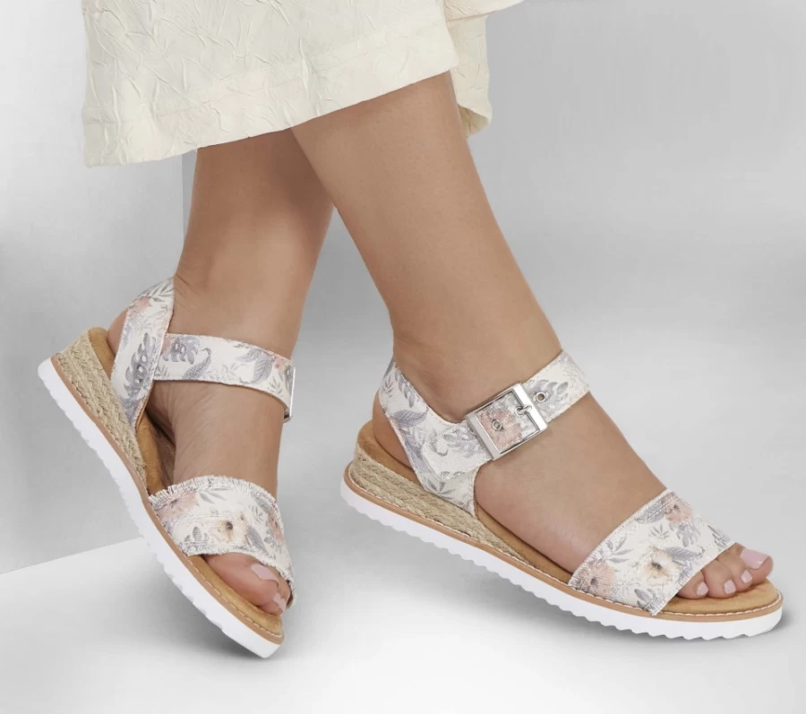 SKECHERS Women's White & Multi Bobs Desert Kiss - Sweet Hibiscus Comfort Shoes