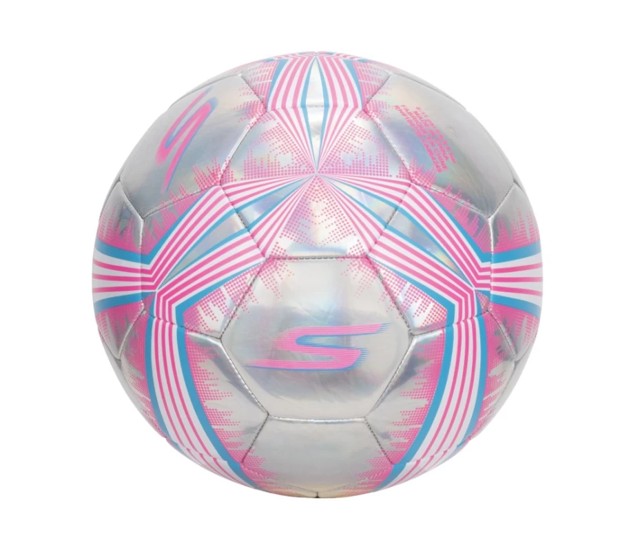 SKECHERS Men's Hex Multi Mini Stripe Soccer Ball Size 5 in Silver & Light Pink