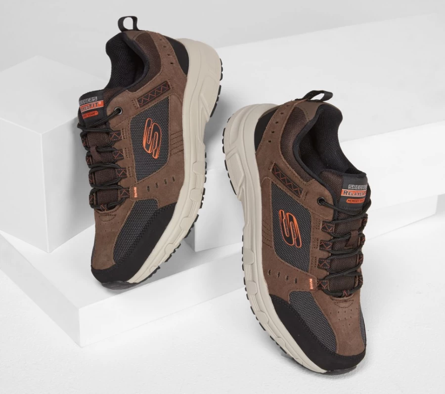 SKECHERS Men's Oak Canyon Relaxed Fit Sneakers in Chocolate & Black