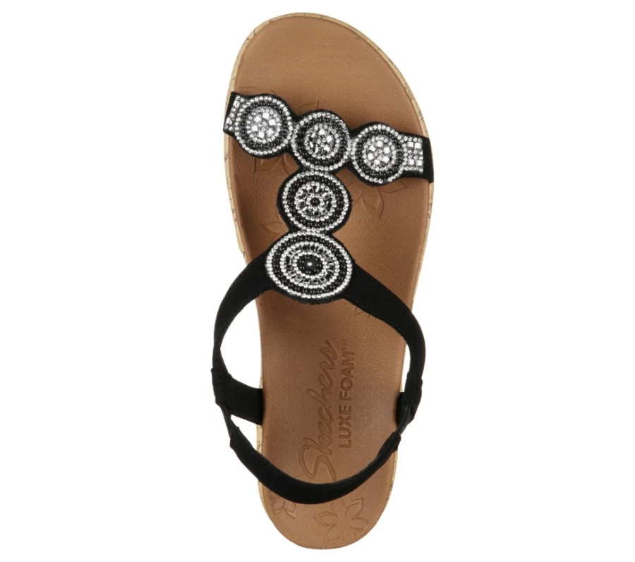 SKECHERS Women's Beverlee - Date Glam Sandal in Black | Stylish & Comfortable Dress Sandals