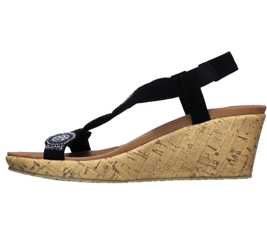 SKECHERS Women's Beverlee - Date Glam Sandal in Black | Stylish & Comfortable Dress Sandals