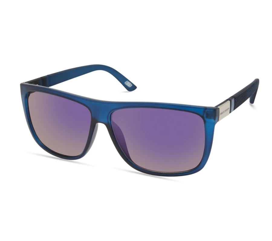 SKECHERS Men's Blue Matte Wayfarer Sunglasses - Polarized UV Protection Classic Style