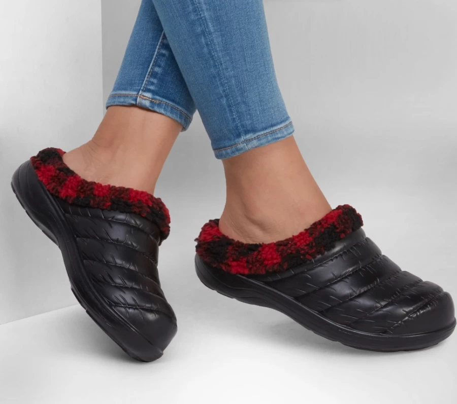 SKECHERS Women's Foamies Cozy Camper - Upcountry Comfortable Slip-On Sneakers in Black