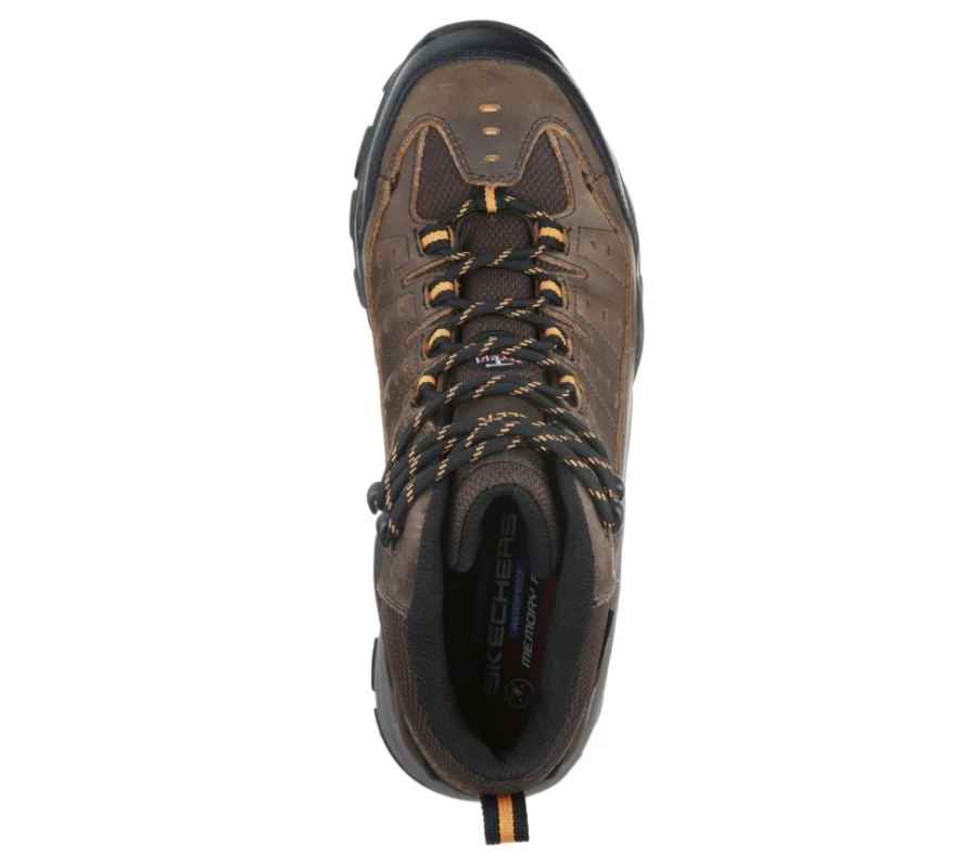 SKECHERS Men's Brown & Orange Work Shoes - Delleker Lakehead St Style