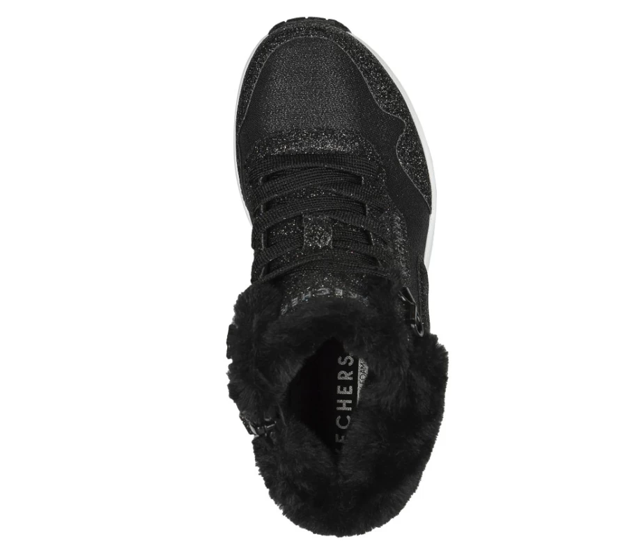 SKECHERS Kids Uno Glitter Flash Sneakers in Black - Sparkly Comfort for Active Children