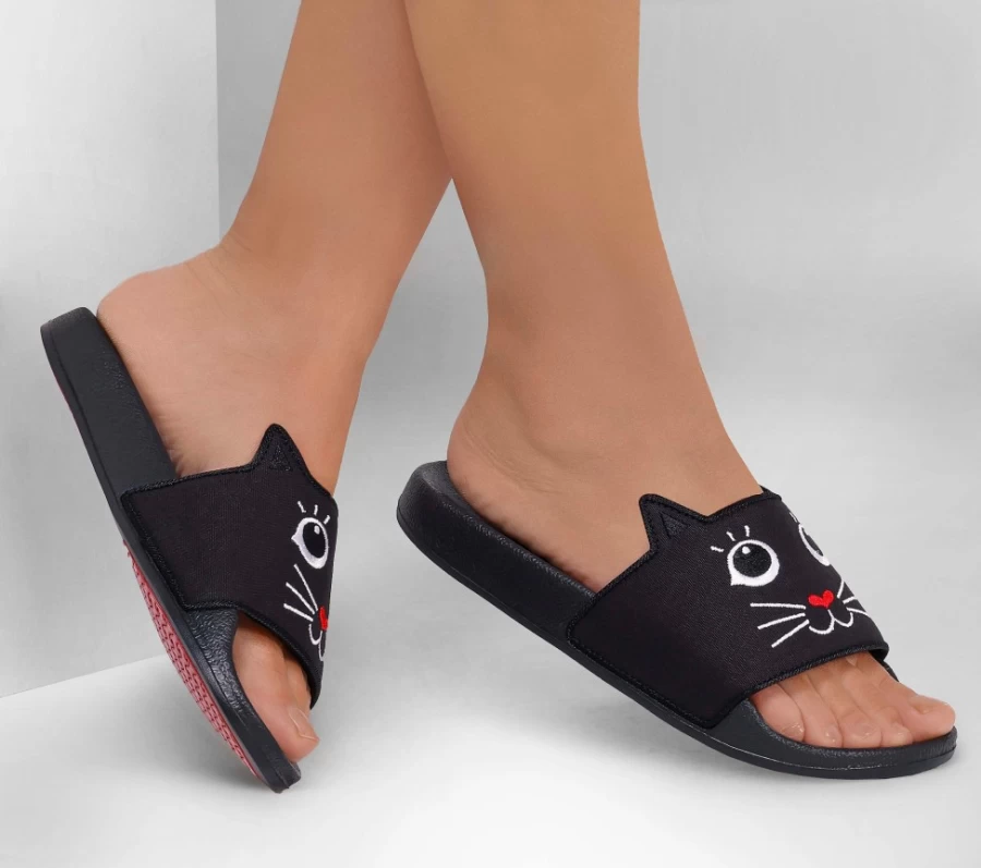 SKECHERS Women's Black Bobs Pop-Ups - Paws-I-Tive Comfortable Slip-On Shoes