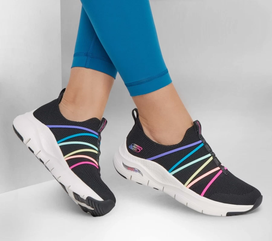 SKECHERS Women's Arch Fit - Bright Stride Walking Shoes in Black / Multi for Comfort & Support