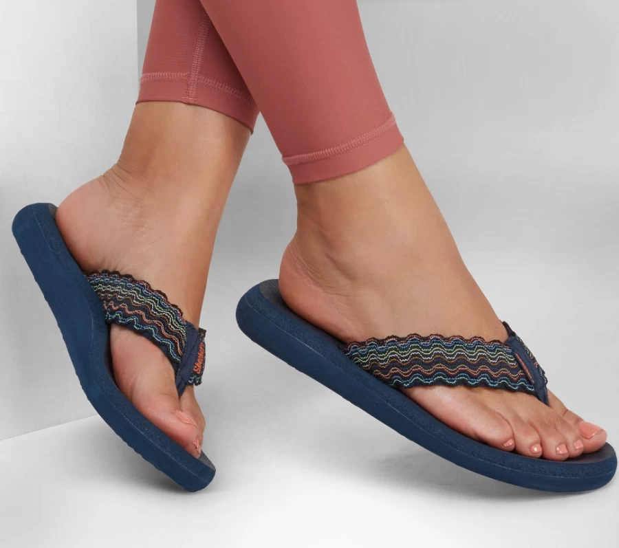 "SKECHERS Women's Asana Relaxed Fit Sneakers in Navy/Multi - Perfect for Summer"