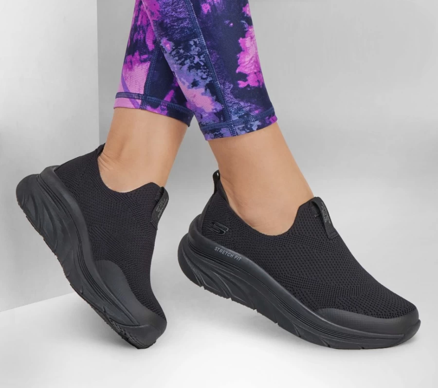 "SKECHERS Women's D'Lux Walker Relaxed Fit Sneakers in Black - Quick Upgrade Comfort Shoes"