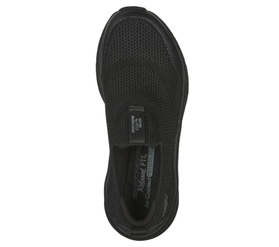 "SKECHERS Women's D'Lux Walker Relaxed Fit Sneakers in Black - Quick Upgrade Comfort Shoes"