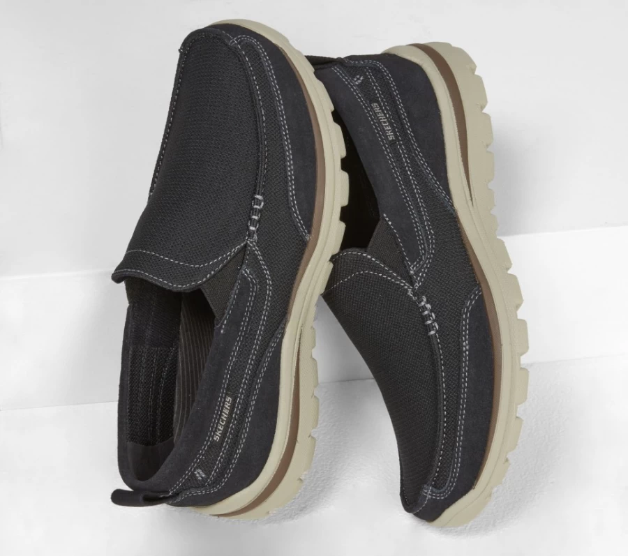 SKECHERS Men's Relaxed Fit Milford Black Superior Comfort Casual Shoes