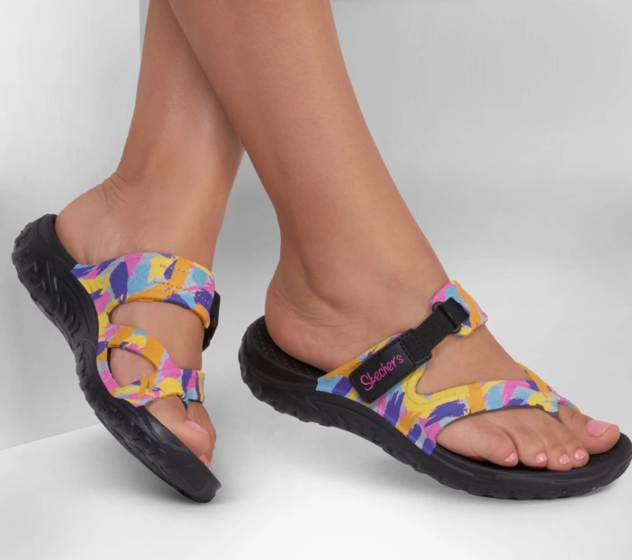 SKECHERS Women's Foamies Reggae Artsy Slip-On Sneakers in Black & Multi Color