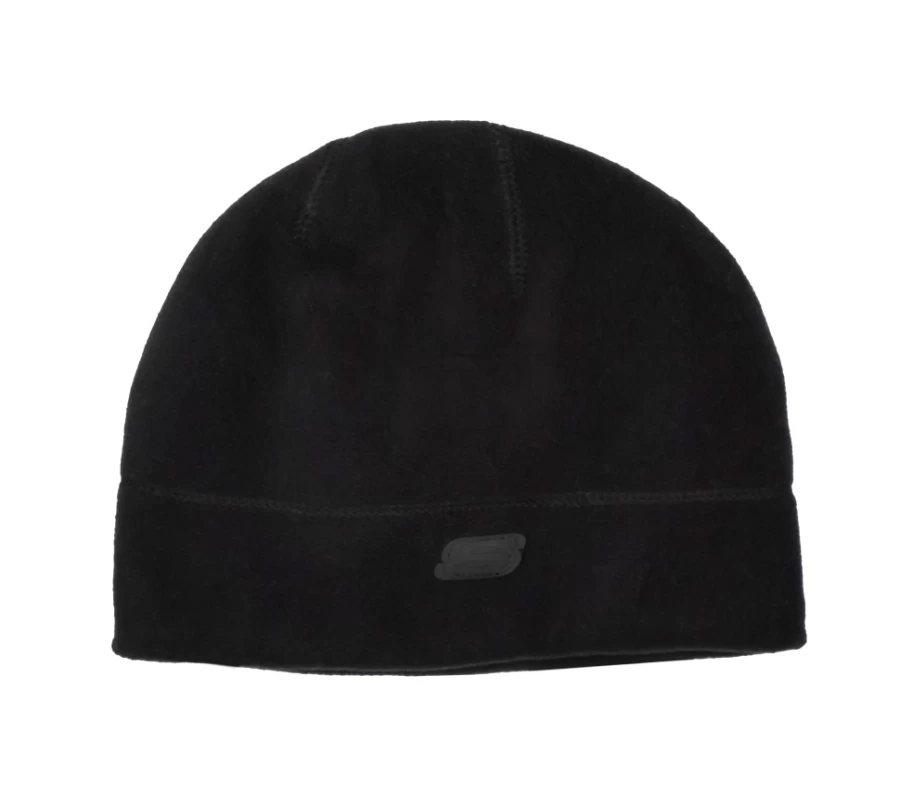 SKECHERS Men's Black Fleece Beanie - Warm Winter Hat for Cold Weather