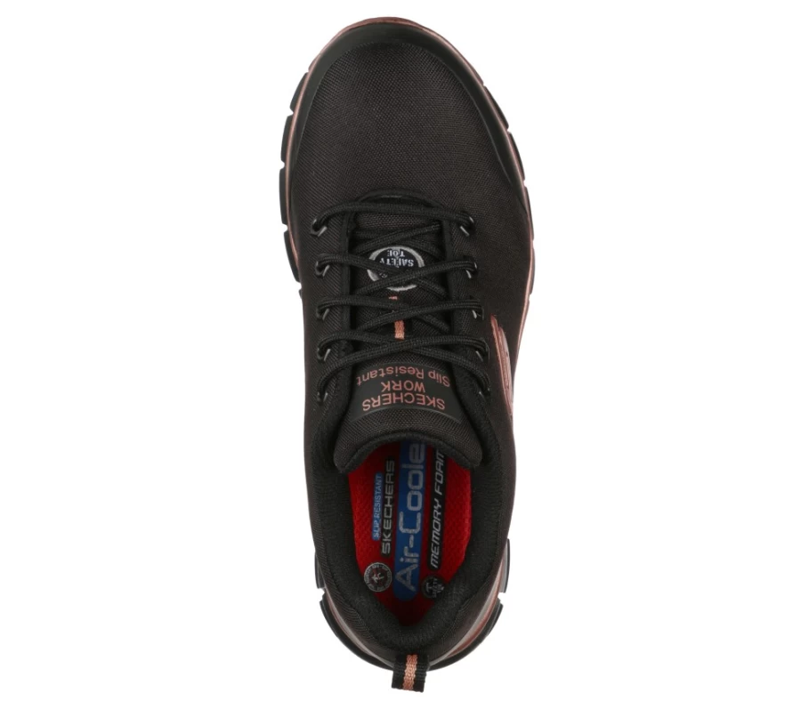 SKECHERS Women's Sure Track - Chiton Alloy Toe Work Shoes in Black & Rose Gold
