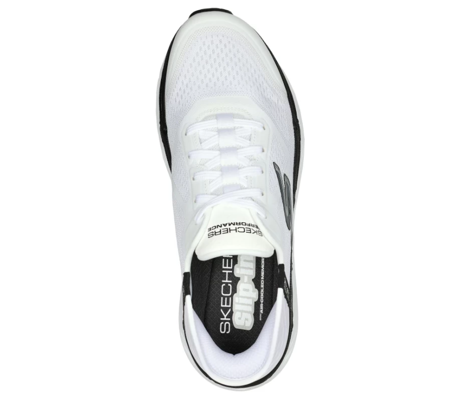 SKECHERS Men's Slip-Ins Max Cushioning Premier Sneakers - White/Black Comfort Walking Shoes