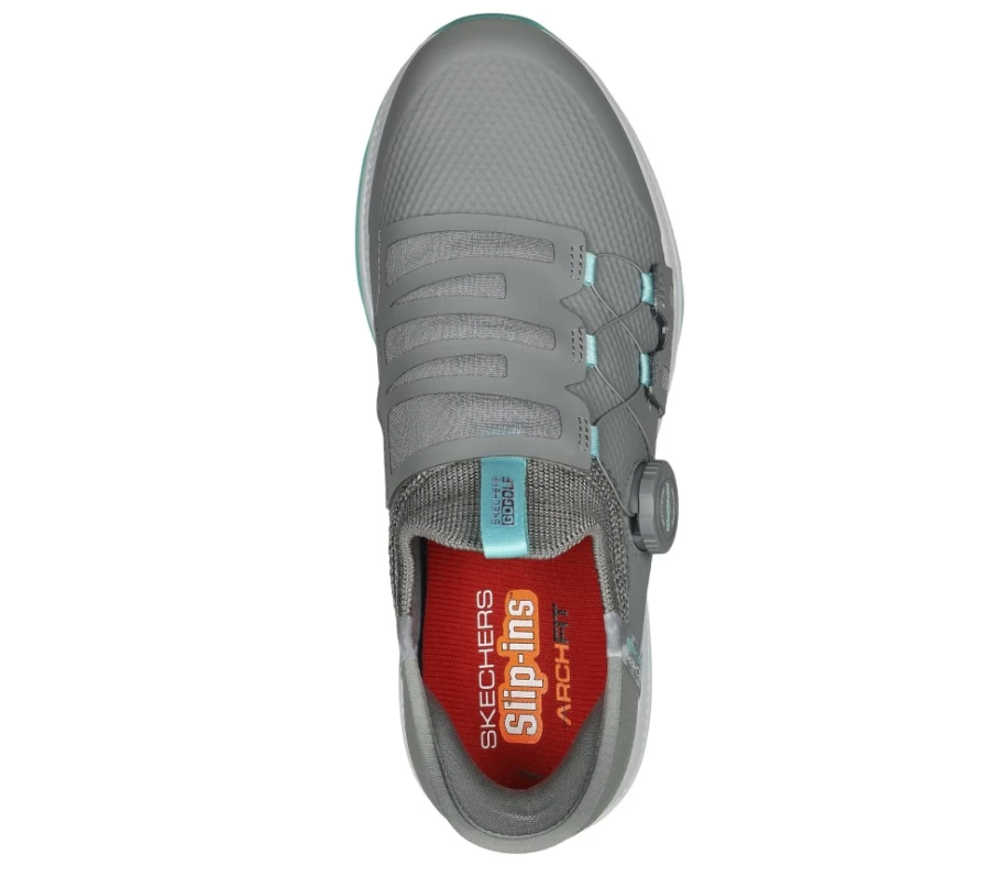 SKECHERS Women's Go Golf Elite 5 Slip-In Sneakers - Gray/Aqua Comfort Golf Shoes