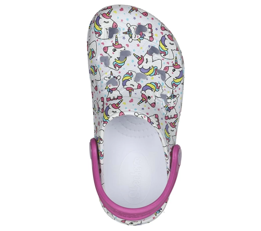 SKECHERS Kids Foamies Sweetheart Sneakers - White & Multi Color So Charming Shoes for Girls