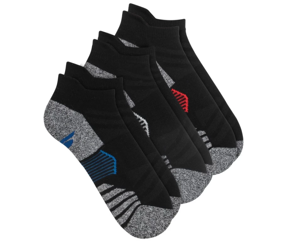 SKECHERS Men's Black Low Cut Terry Liner Socks - 3 Pack Athletic Crew Socks
