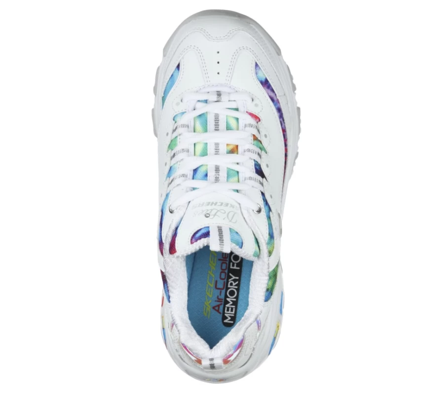 SKECHERS Women's D'Lites Summer Fiesta Sneakers in White & Multi Color