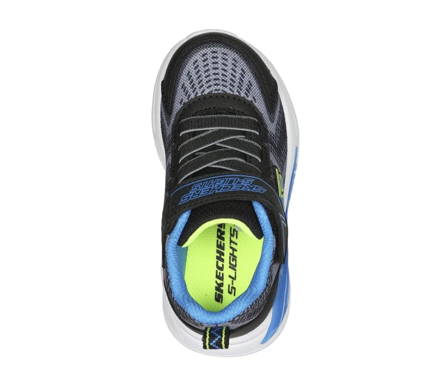 SKECHERS Kids' Tri-Color Light-Up Sneakers in Black, Yellow & Blue | S Lights: Tri-Namics