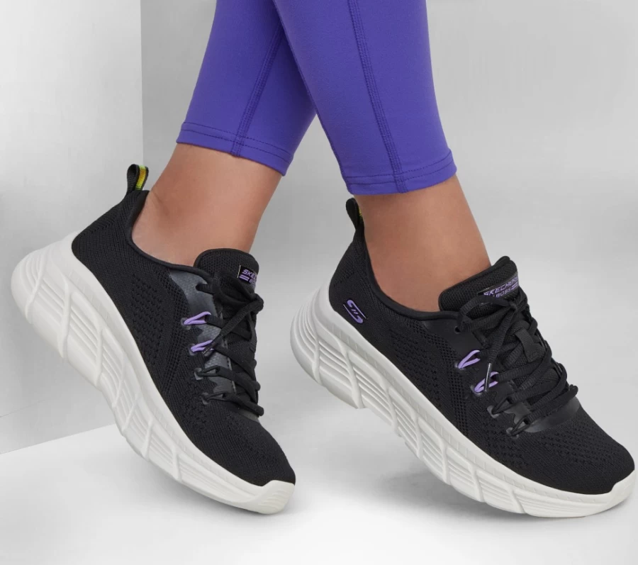 SKECHERS Women's Bobs Sport B Flex Hi - Parallel Force Sneakers in Black