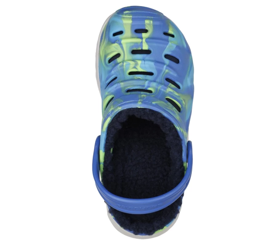 SKECHERS Kids Foamies Hypno-Splash Cozy Blast Sneakers in Blue & Lime