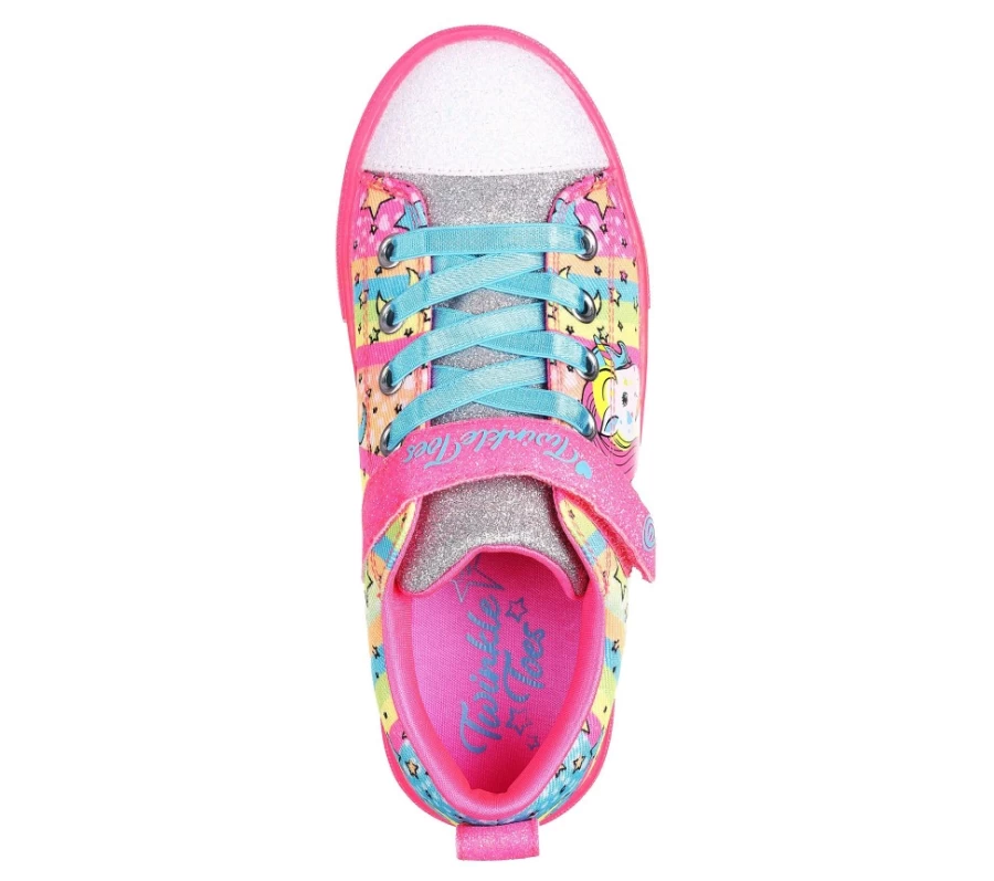 SKECHERS Kids Twinkle Toes Twinkle Sparks Ice - Unicorn Burst Sneakers in Hot Pink & Multi Colors