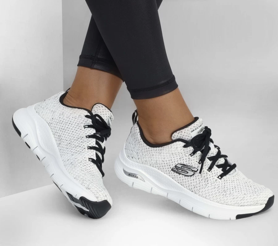 SKECHERS Arch Fit Glee For All Women's Sneakers in White & Black - Supportive Walking Shoes
