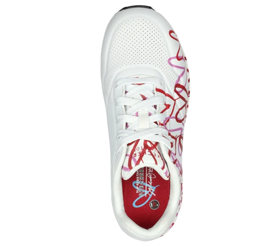 SKECHERS Women's Work X Jgoldcrown Uno Sr Sneakers in White, Red, and Pink
