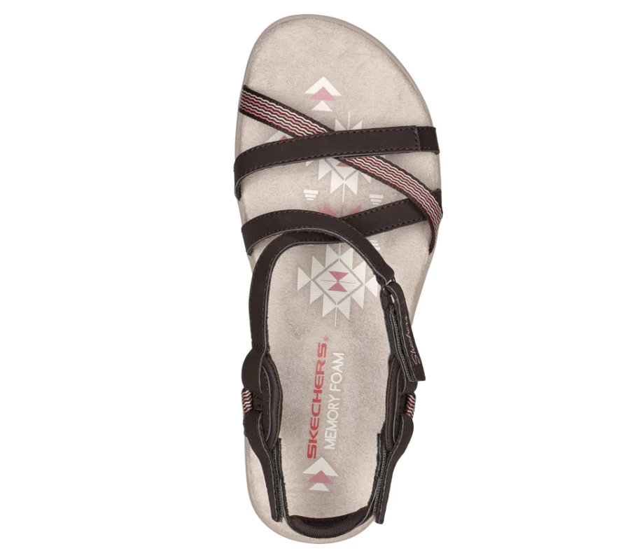 SKECHERS Women's Reggae Slim - Sun Array Sneakers in Chocolate | Lightweight Comfortable Slip-On Shoes