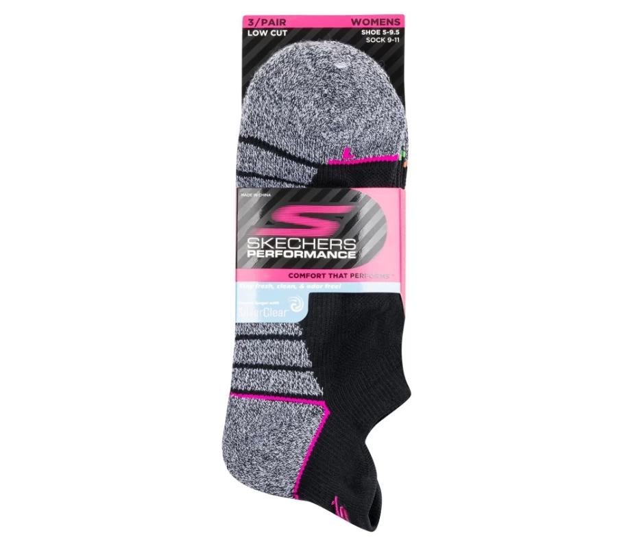 SKECHERS Women's Black Low Cut Mesh Performance Socks - 3 Pack, Breathable Athletic Socks for Running & Workouts