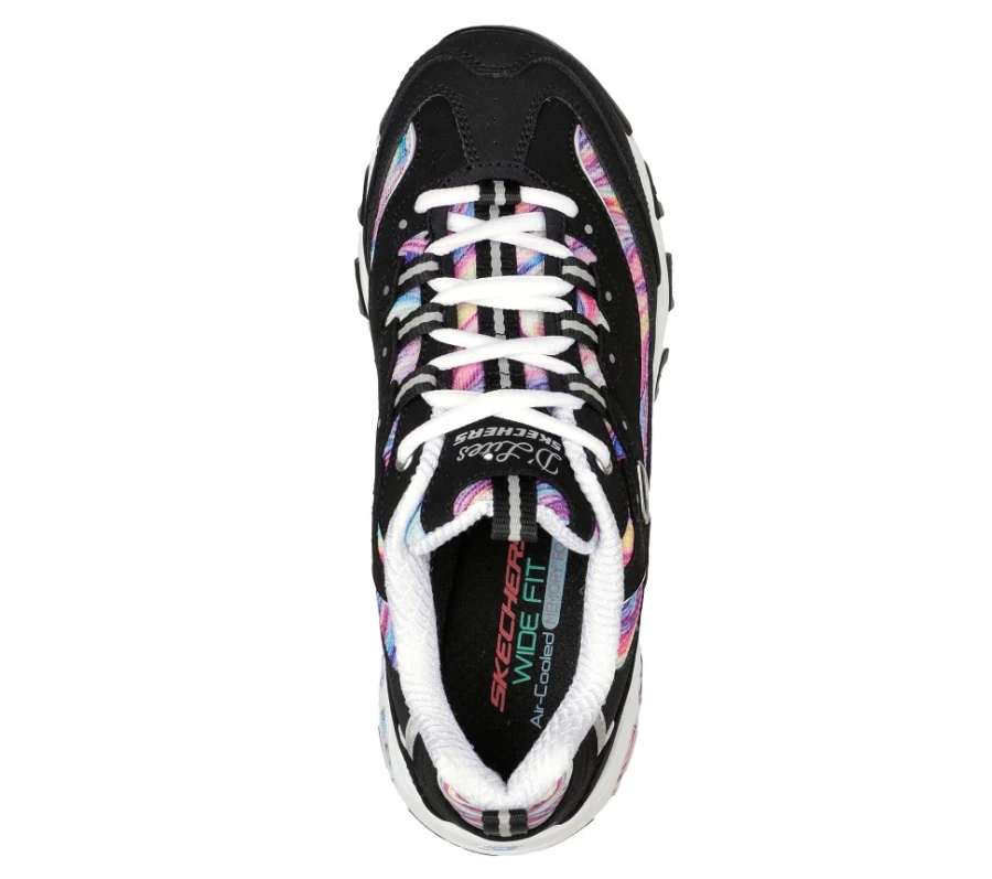 SKECHERS Women's D'Lites Sneakers in Black & Multi Color - Whimsical Dreams Style