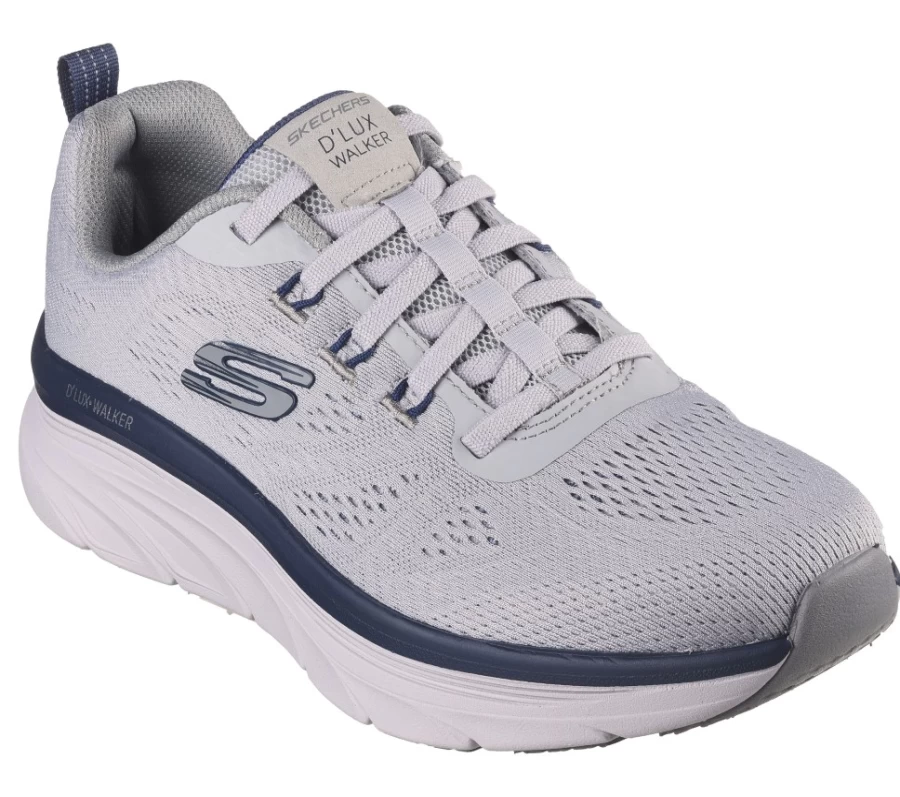 SKECHERS Men's D'Lux Walker Commuter Sneakers - Relaxed Fit in Gray & Navy