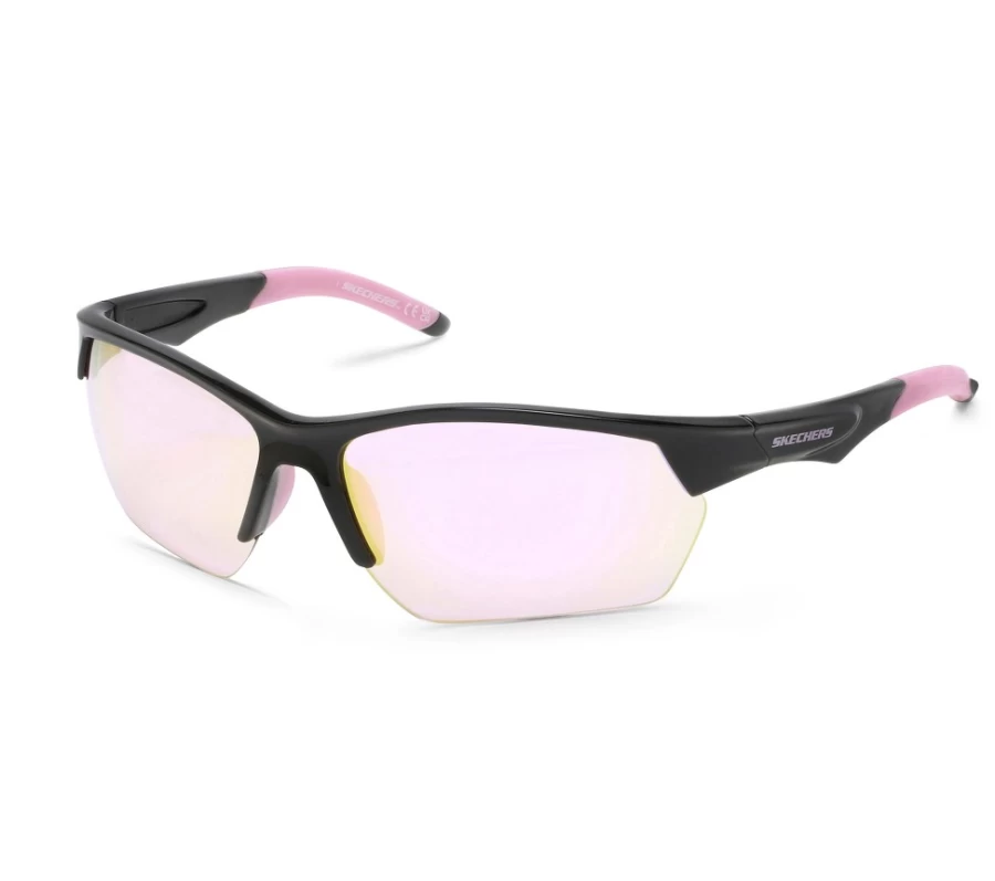 SKECHERS Women's Black Semi-Rimless Sport Wrap Sunglasses for Active Lifestyle