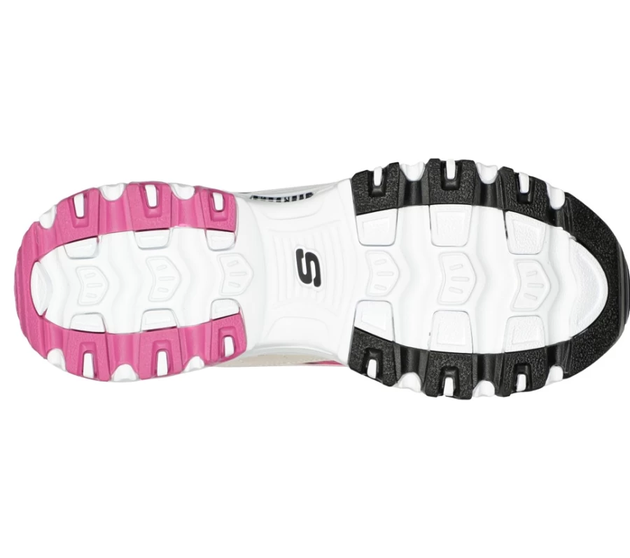 SKECHERS Women's D'Lites - White, Black & Pink Sneakers