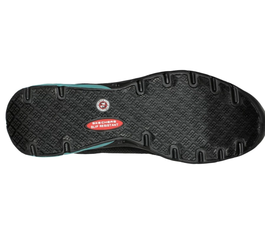 SKECHERS Women's Glide-Step Sr Adilly Alloy Toe Work Shoes in Black & Teal